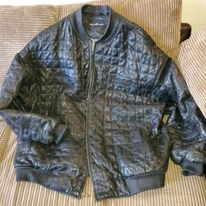 Black leather mens coat